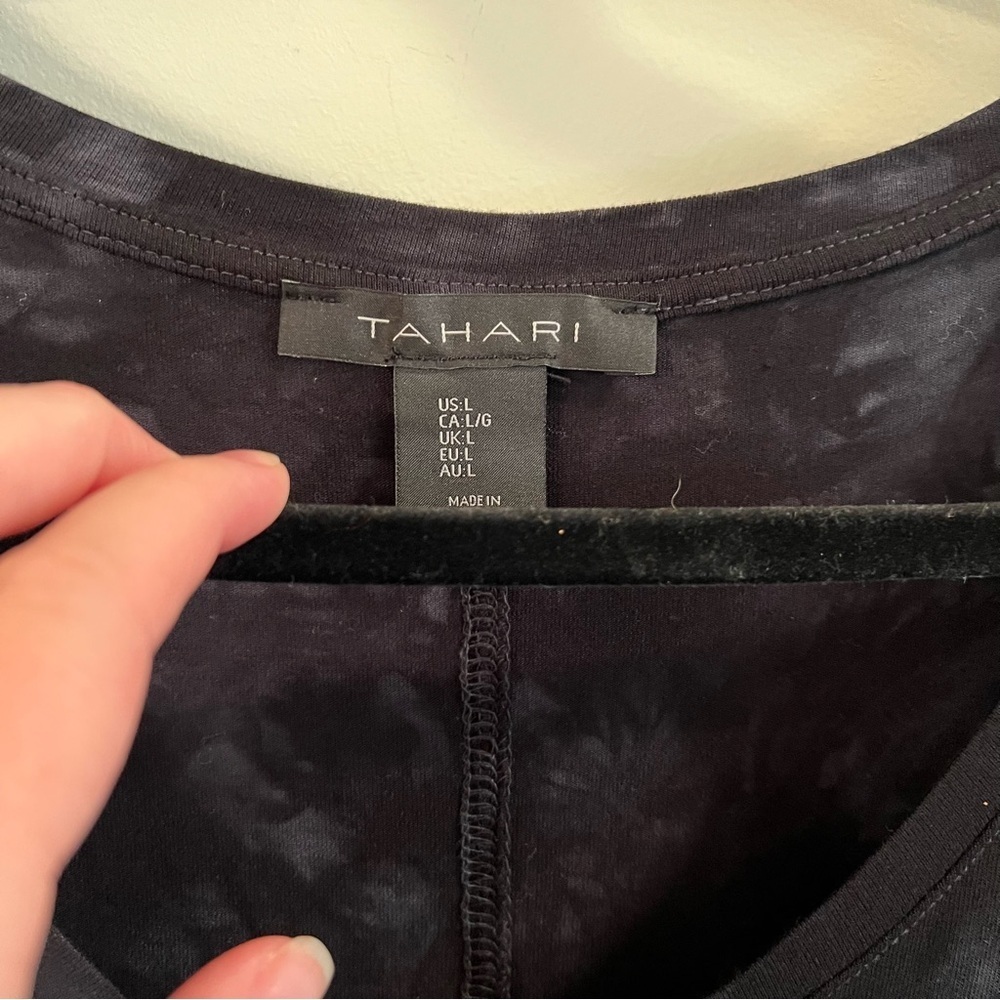 Women’s Tahari black tie dye dolman sleeve relaxed fit blouse size large L - Picture 3 of 4